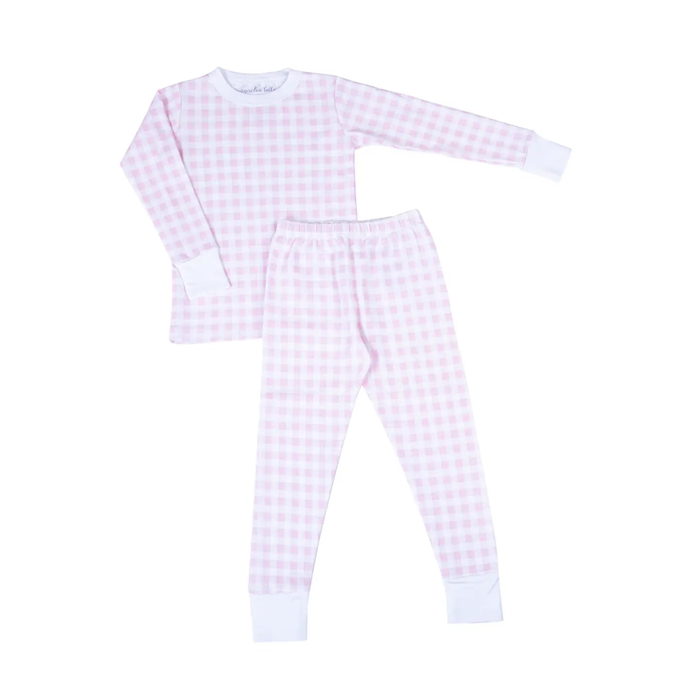 Baby Checks Long Pajamas -Pink