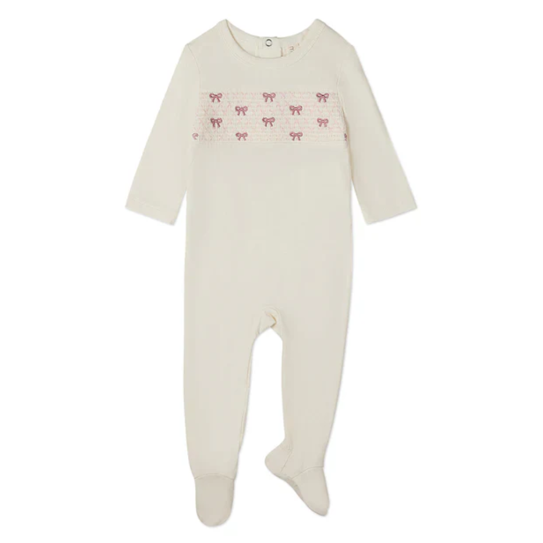 Pretty Bow Smocking Footie