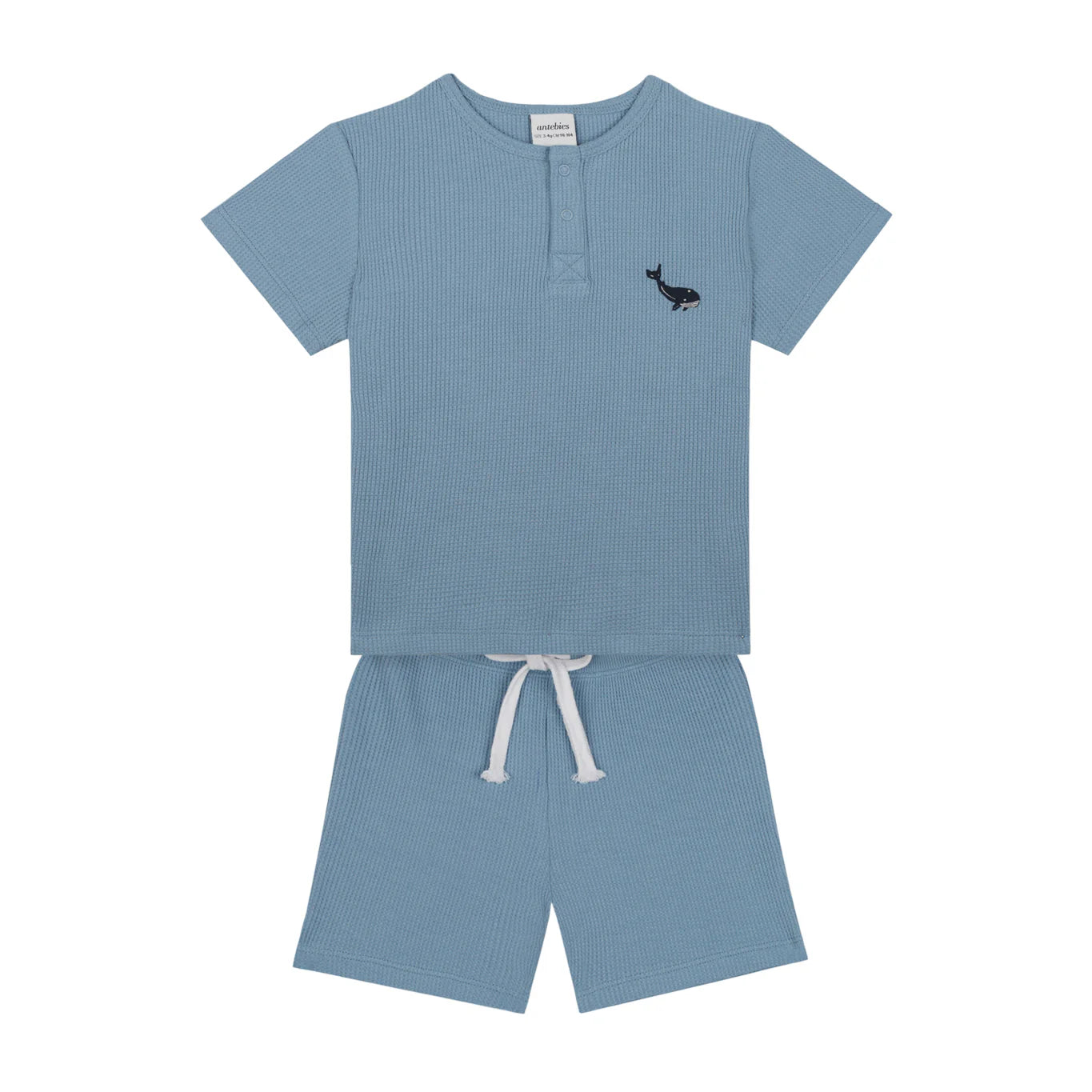 Blue Waffle Shot Daily Set with Whale Embroidery