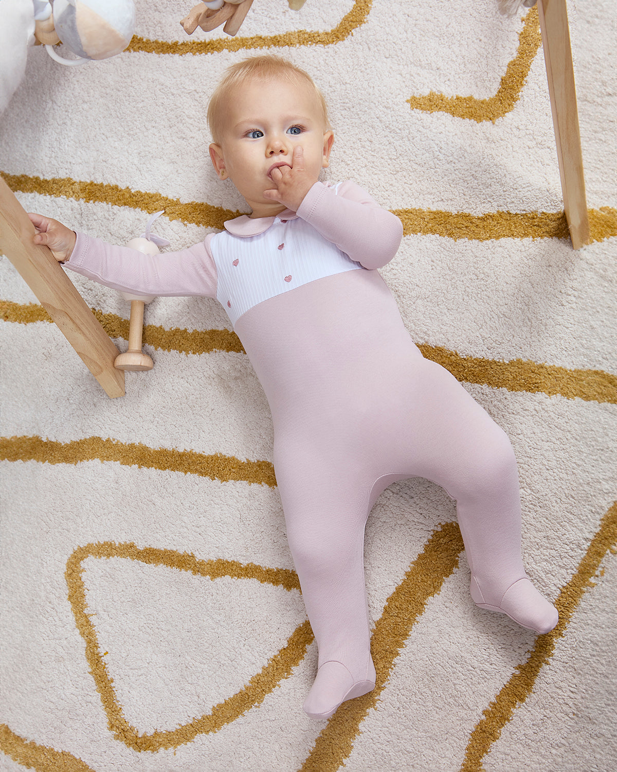Petite Hearts Pintuck Footie