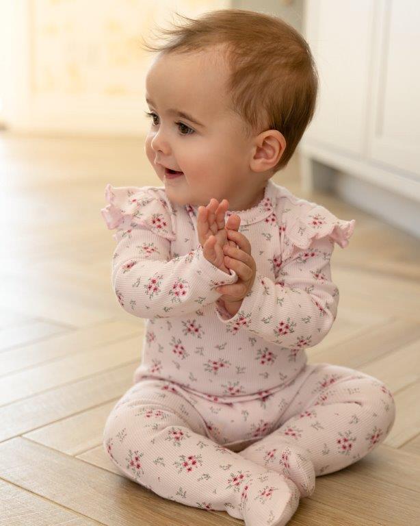 Ruffled Sleeve Floral footie