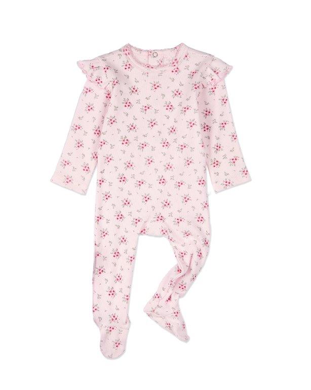 Ruffled Sleeve Floral footie