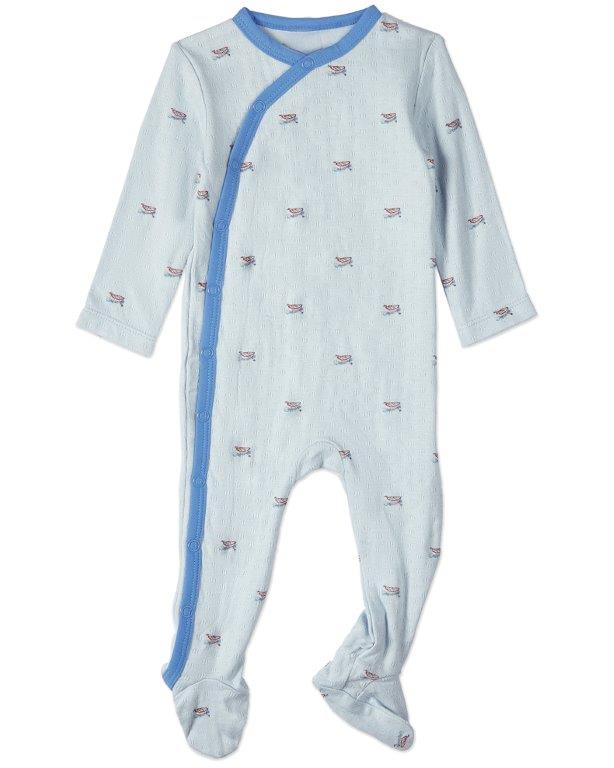 Row Your Boat Gently footie-blue