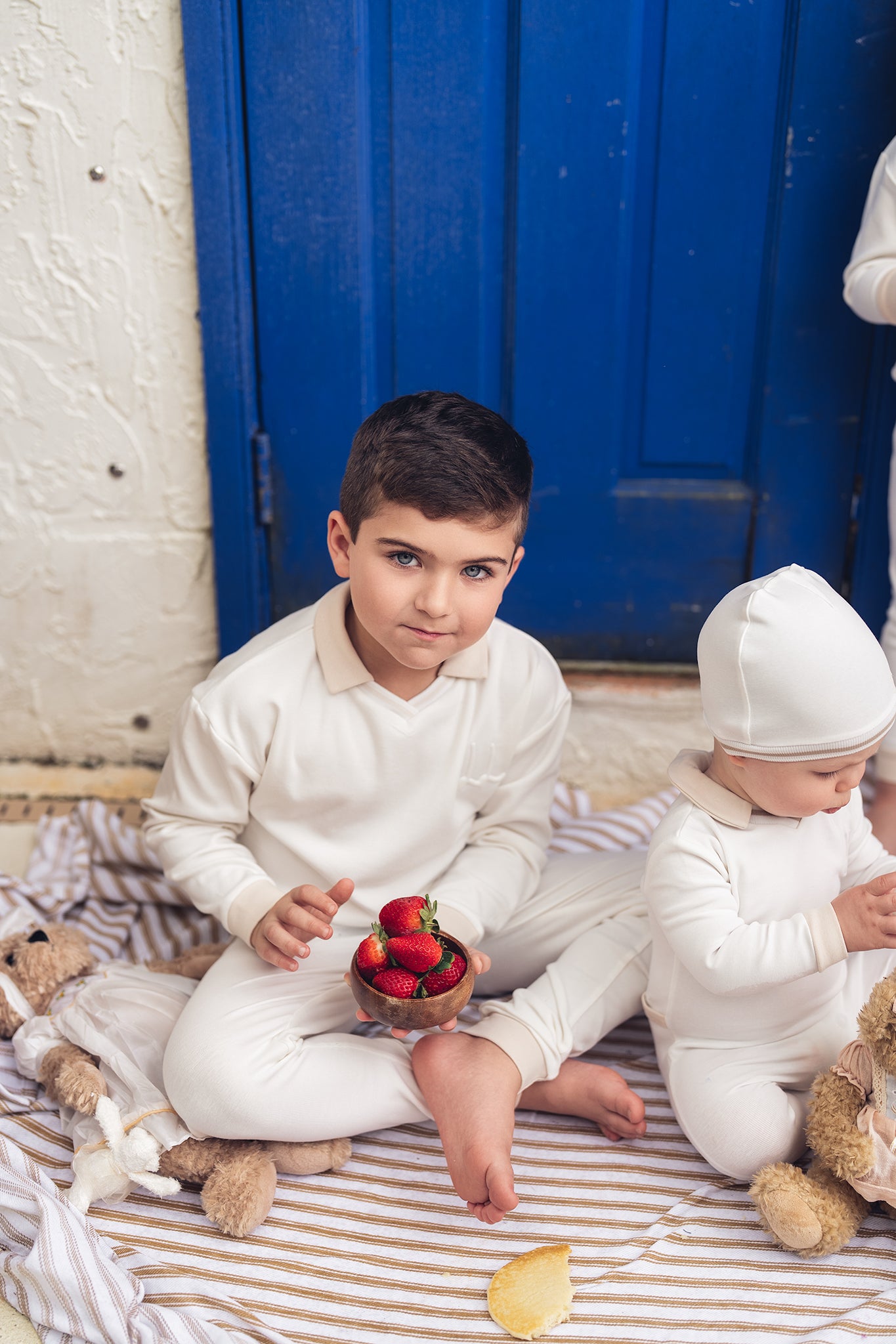 Sand Polo Embossed Long Sleeve Pajama Set