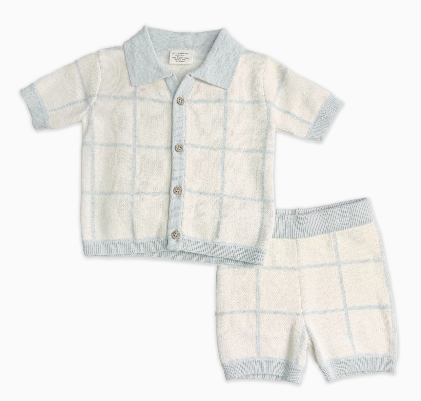 Checked Jacquard Shirt & Shorts Set