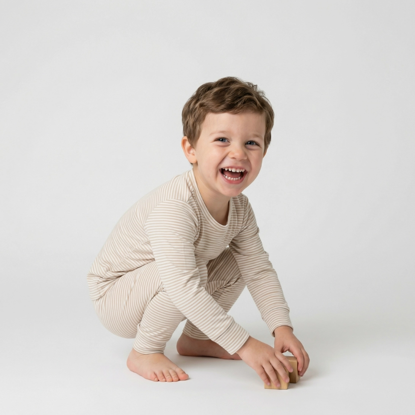 Oatmeal Stripe Long Sleeve Pajama Set