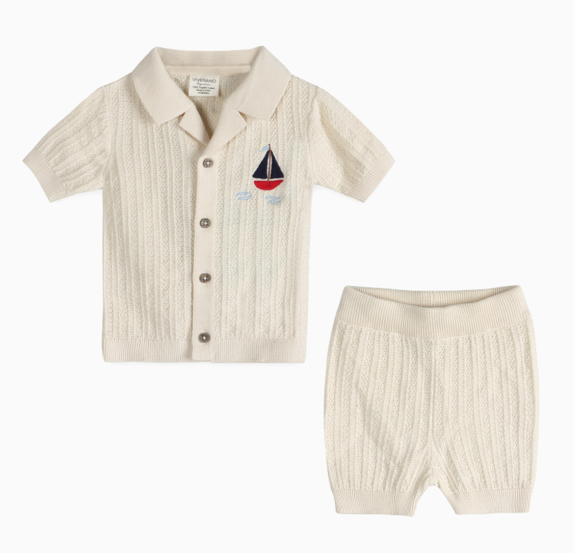 Sailboat Embroidered Shirt & Shorts Set