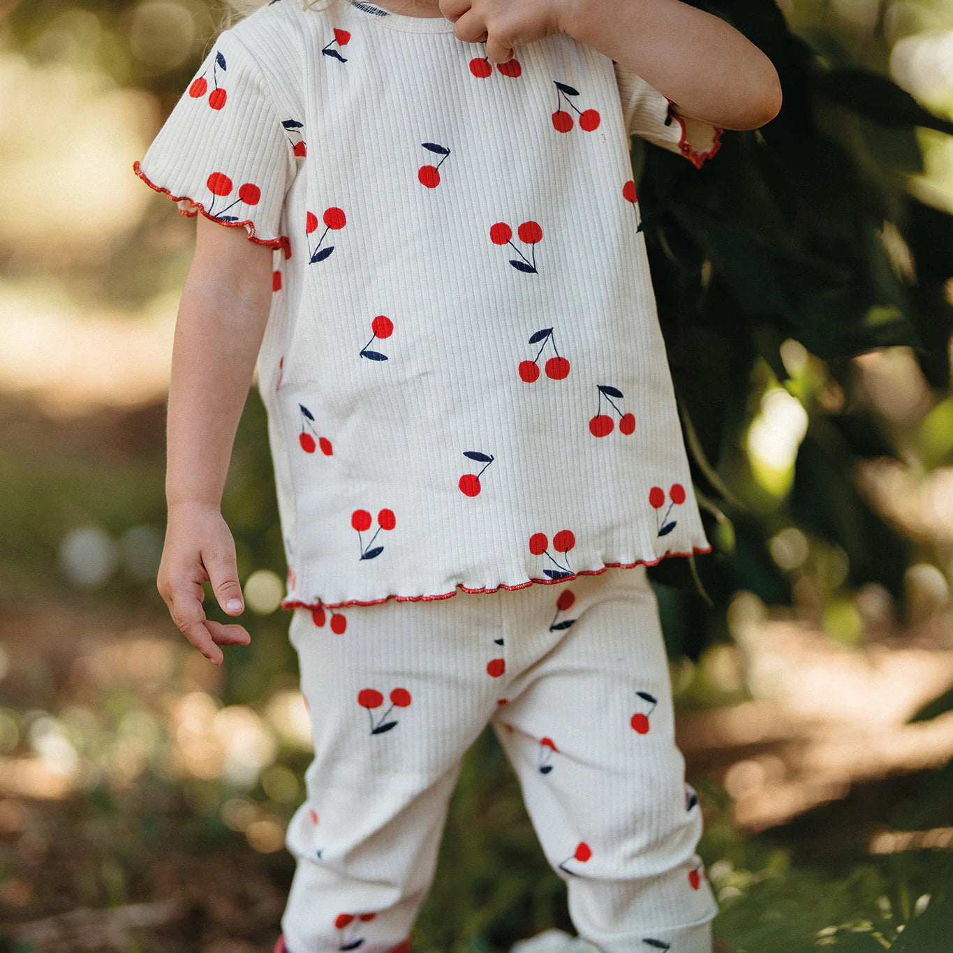 Cherry Tshirt + Tight Set with Red Stiches