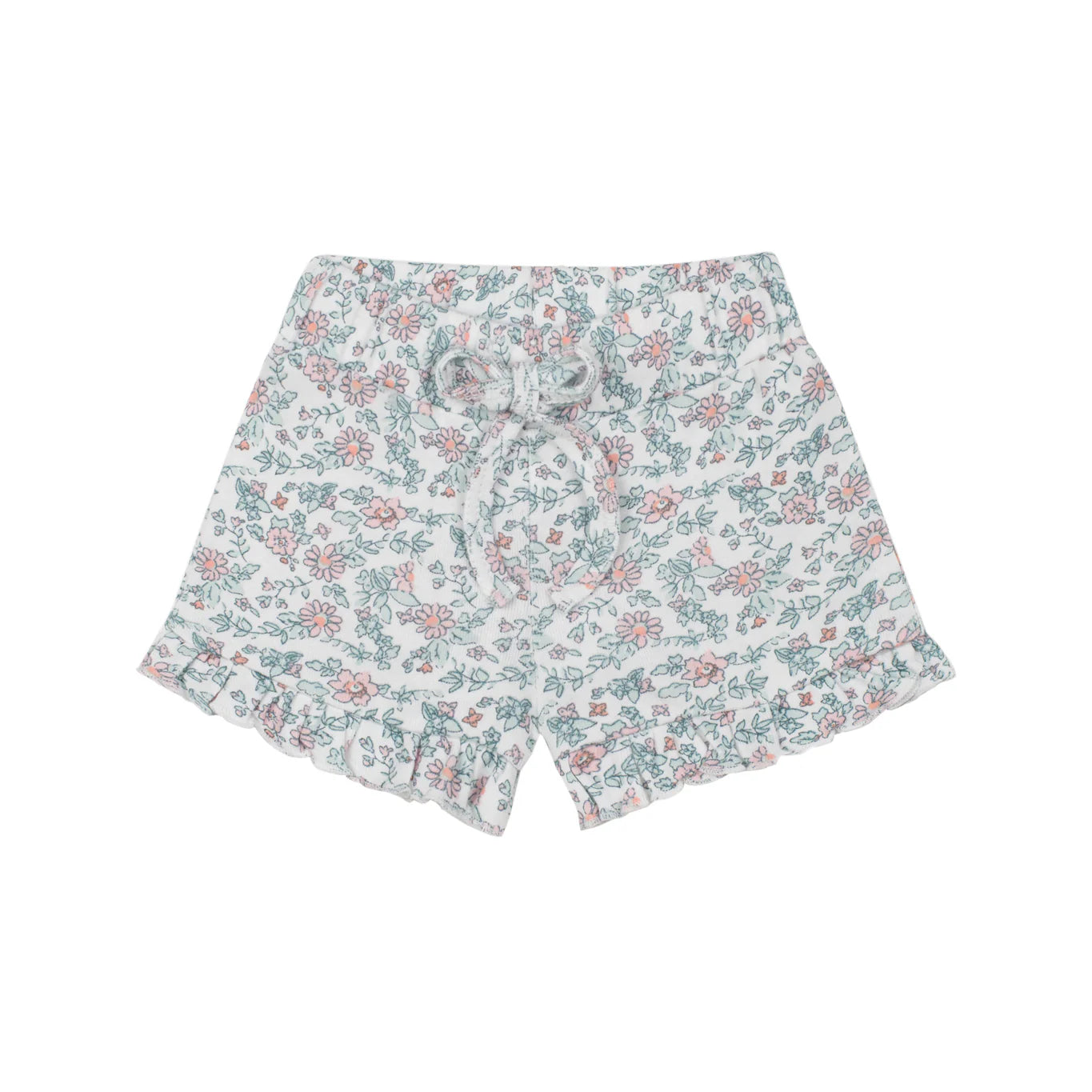 Mini Flowers Ruffled Tshirt + Shorts Set