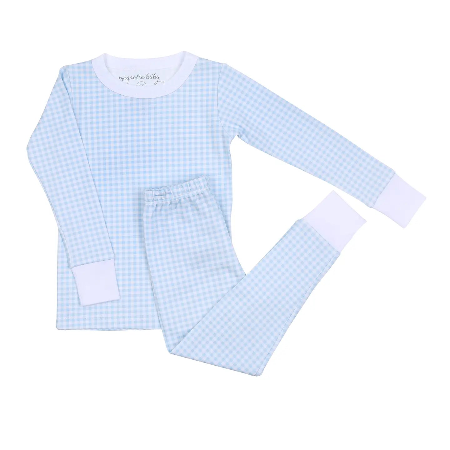 Mini Checks Long Pajamas Blue