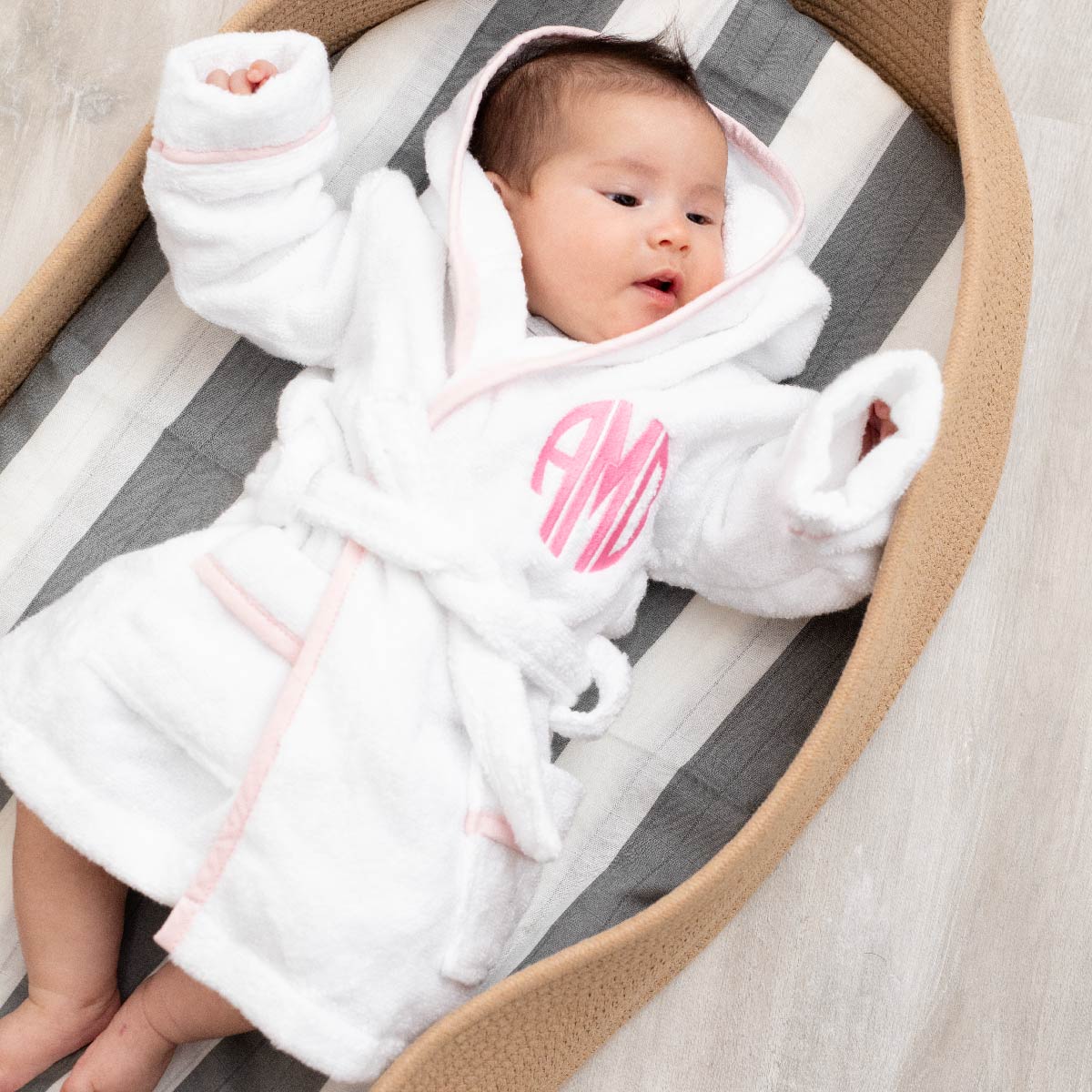 Terry Bathrobe_White + Pink | Girl