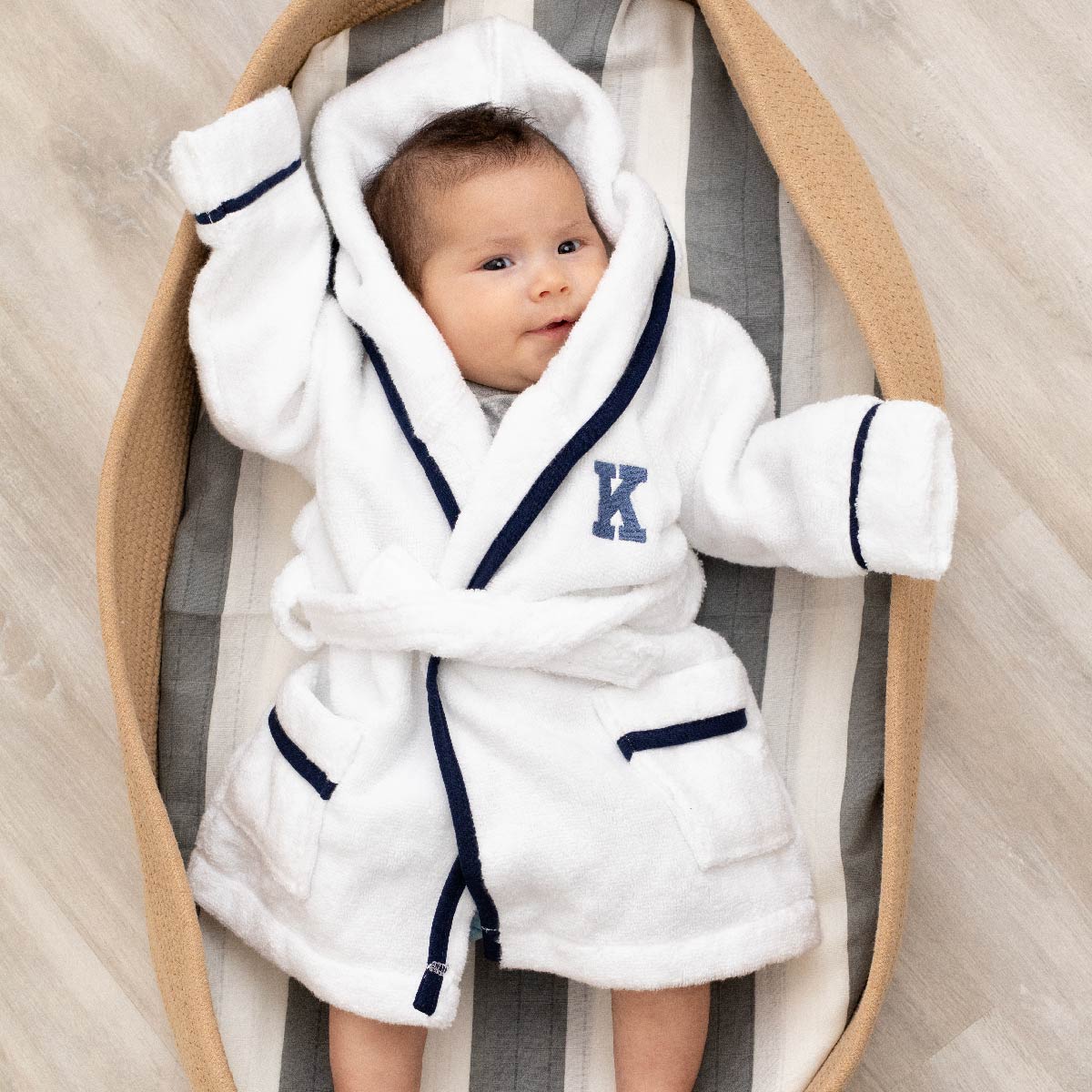 Terry Bathrobe_White + Navy | Boy