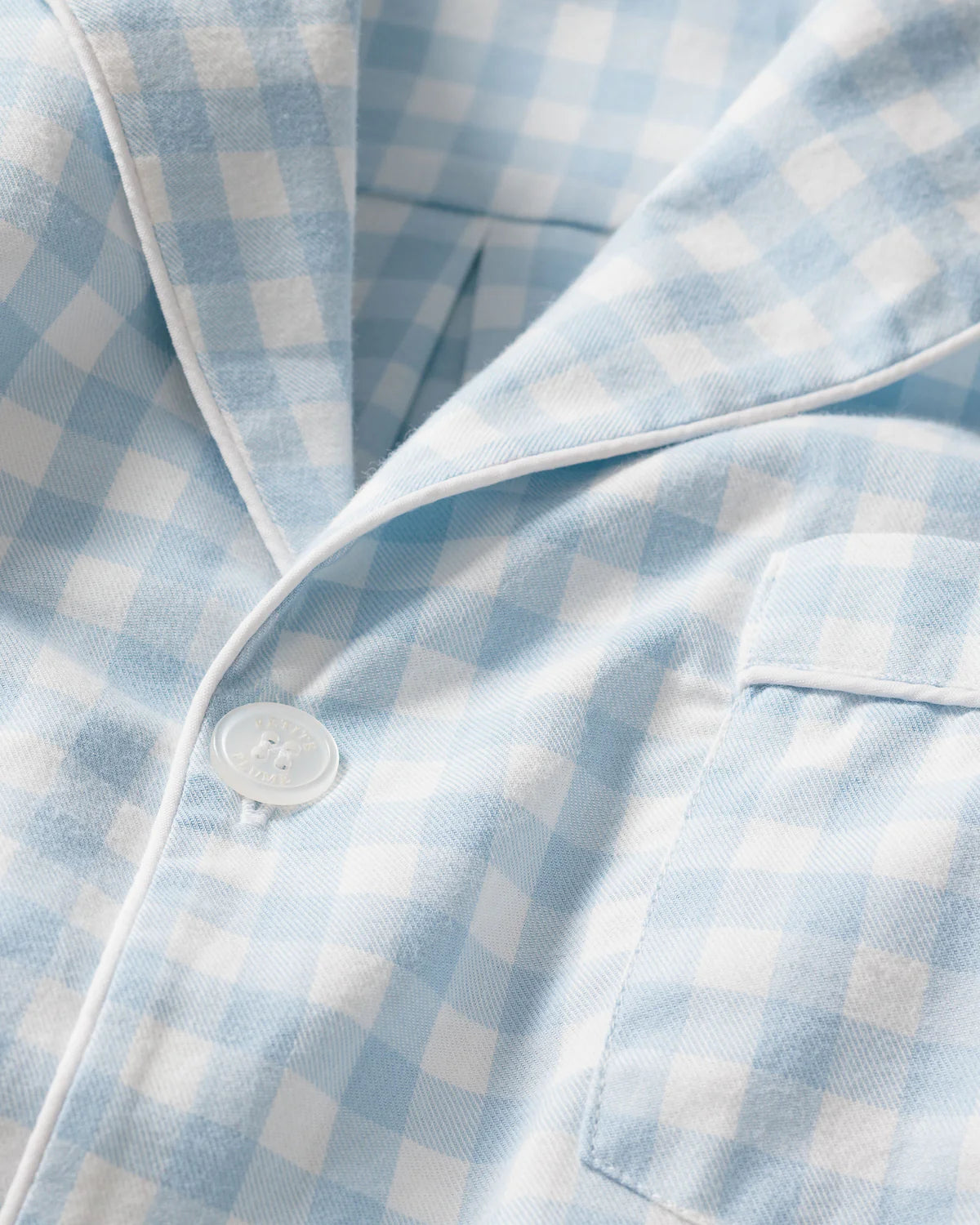 Light Blue Gingham Long Sleeve Pajama Set