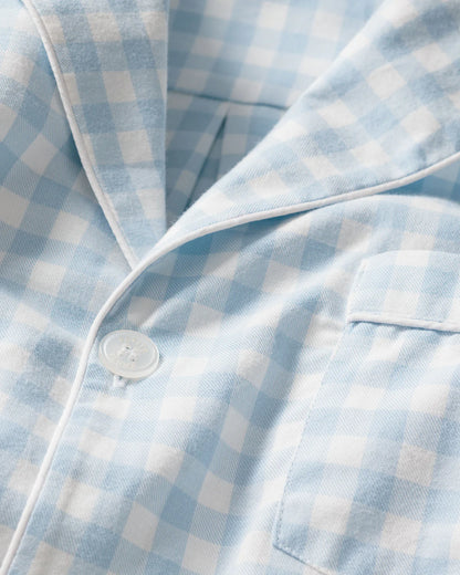 Light Blue Gingham Long Sleeve Pajama Set