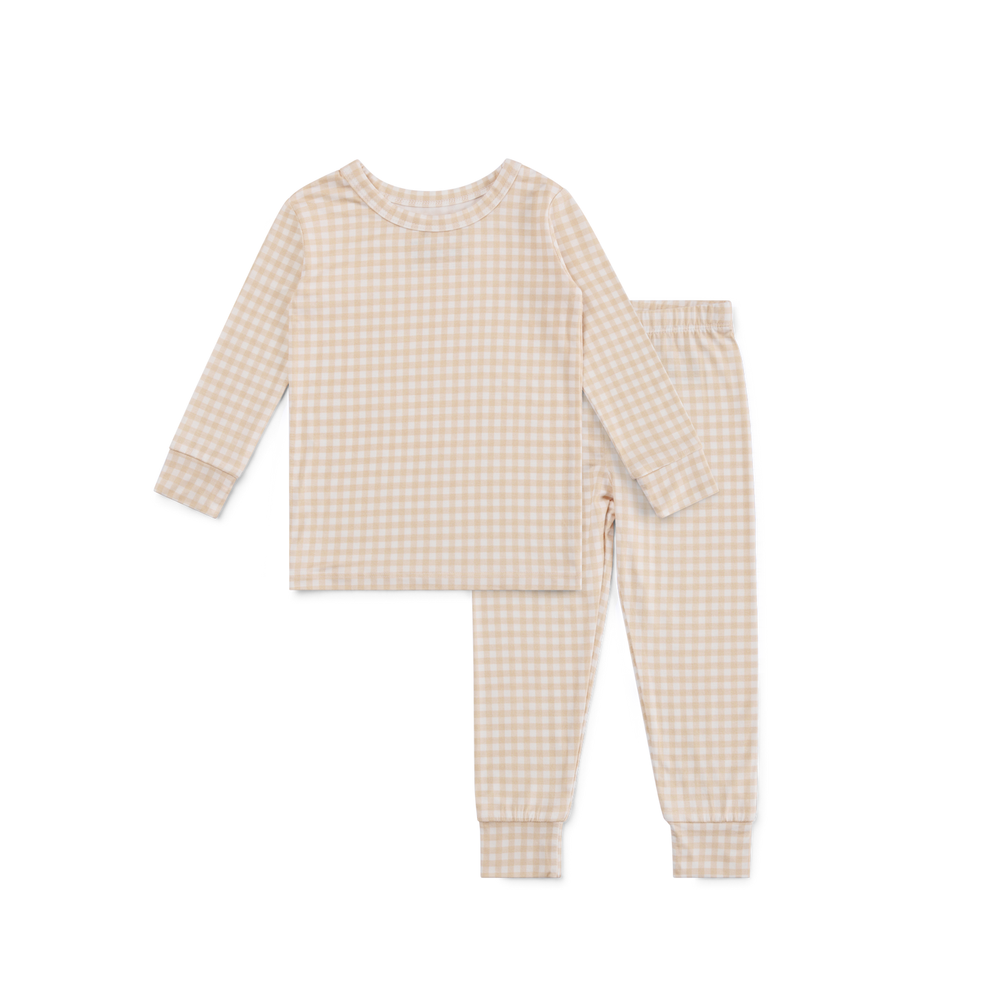Sandstone Gingham Toddler Long Sleeve Pajama Set