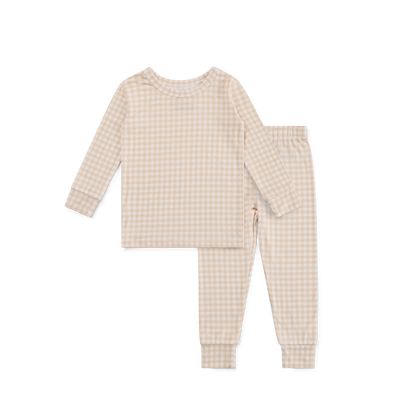 Sandstone Gingham Toddler Long Sleeve Pajama Set