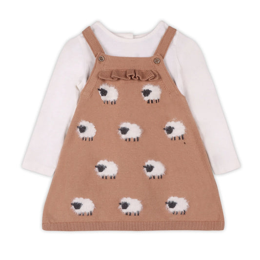 Sheep Jacquard Knit Baby Tunic Dress Set