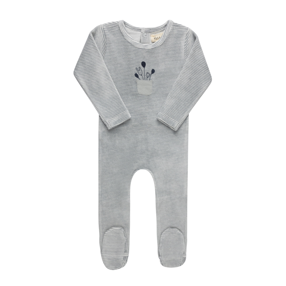 Stripe Ivory Blue Footie