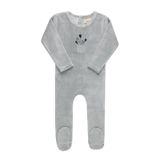 Stripe Ivory Blue Footie