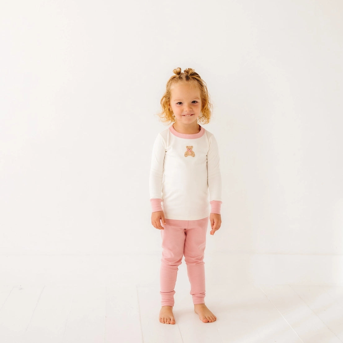 Dusty Rose Bear Hugs Long Sleeve Pajama Set