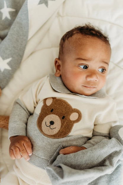 Cuddly Bear Applique Sweater & Pant Set