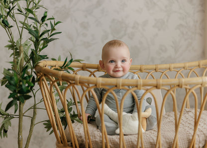 Stripe Ivory Blue Footie