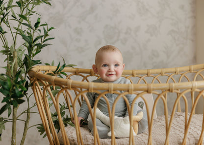 Stripe Ivory Blue Footie