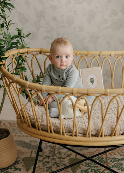Stripe Ivory Blue Footie