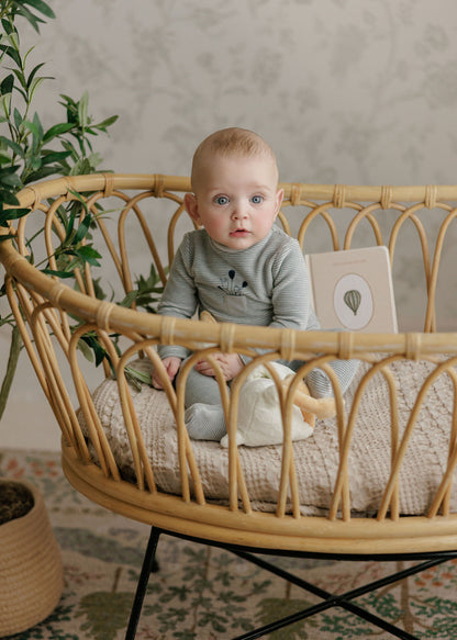 Stripe Ivory Blue Footie