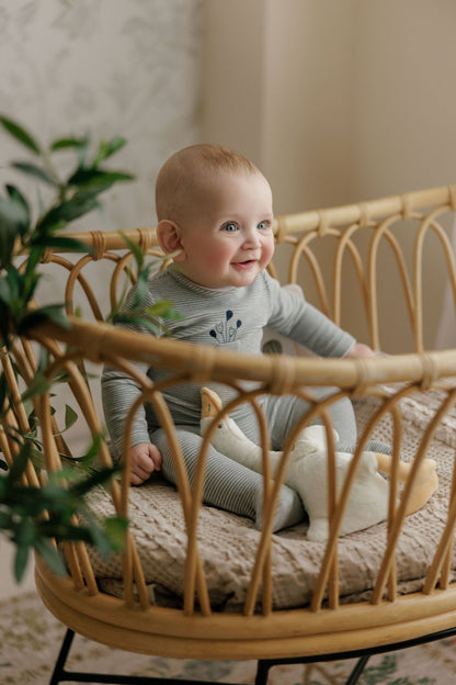 Stripe Ivory Blue Footie