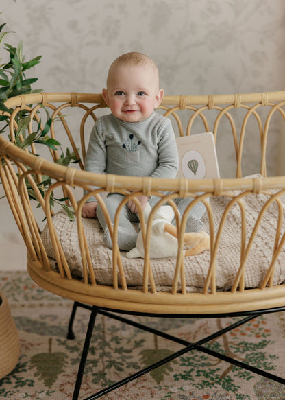 Stripe Ivory Blue Footie