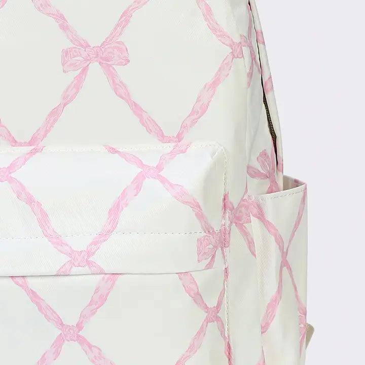 Girls Bow Printed Backpack