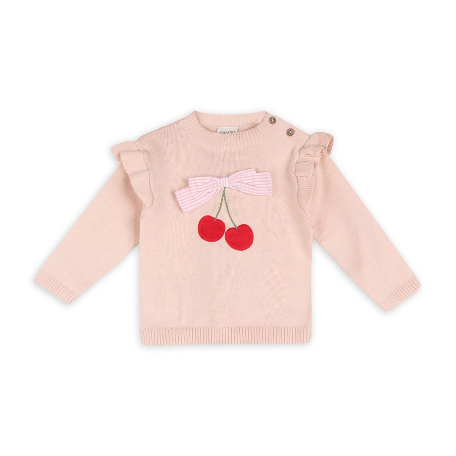 Cherry Bow Baby Pullover & Stripe Pants