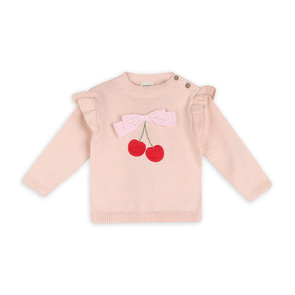 Cherry Bow Baby Pullover & Stripe Pants