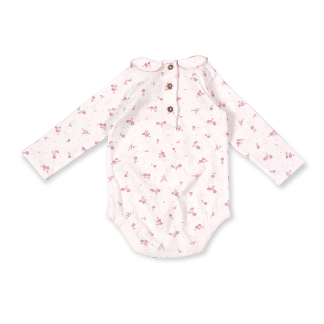 Ruffle Knit Overall+Floral Peter Pan Bodysuit Set