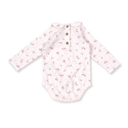 Ruffle Knit Overall+Floral Peter Pan Bodysuit Set