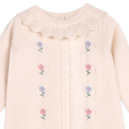 Emma Floral Embroidered Knit Baby Ruffle Dress