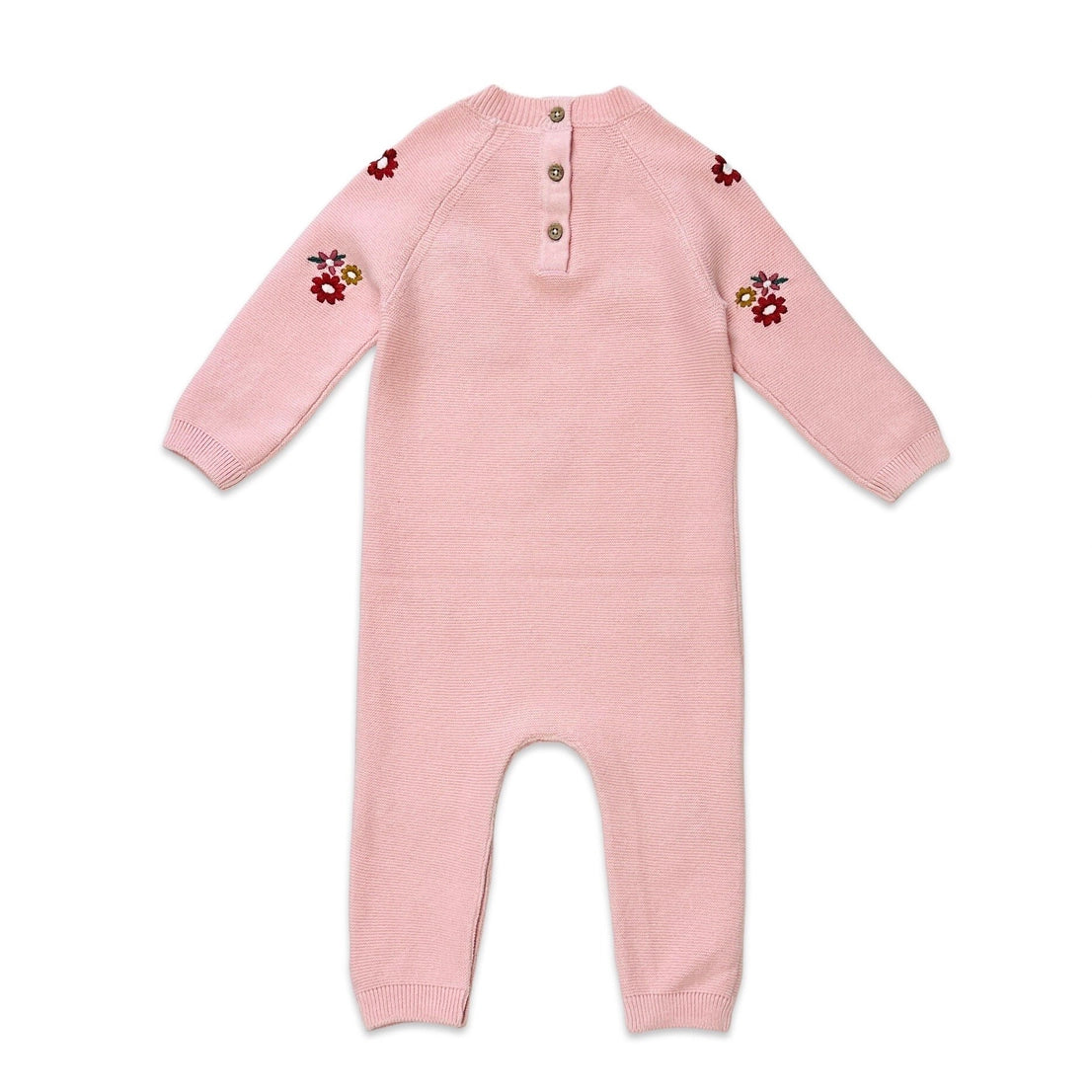 Floral Bouquet Pink Organic Knit Baby Jumpsuit
