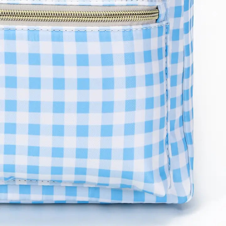 Sky Blue Plaid Ruffle Boys Backpack