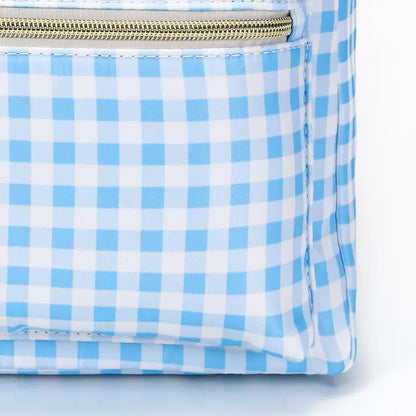 Sky Blue Plaid Ruffle Boys Backpack