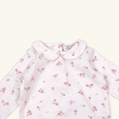 Ruffle Knit Overall+Floral Peter Pan Bodysuit Set