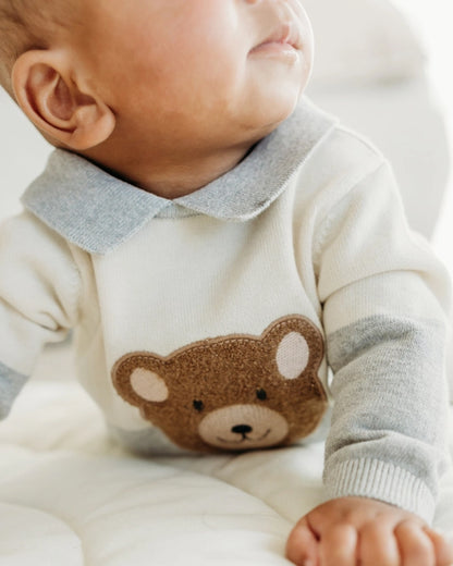Cuddly Bear Applique Sweater & Pant Set