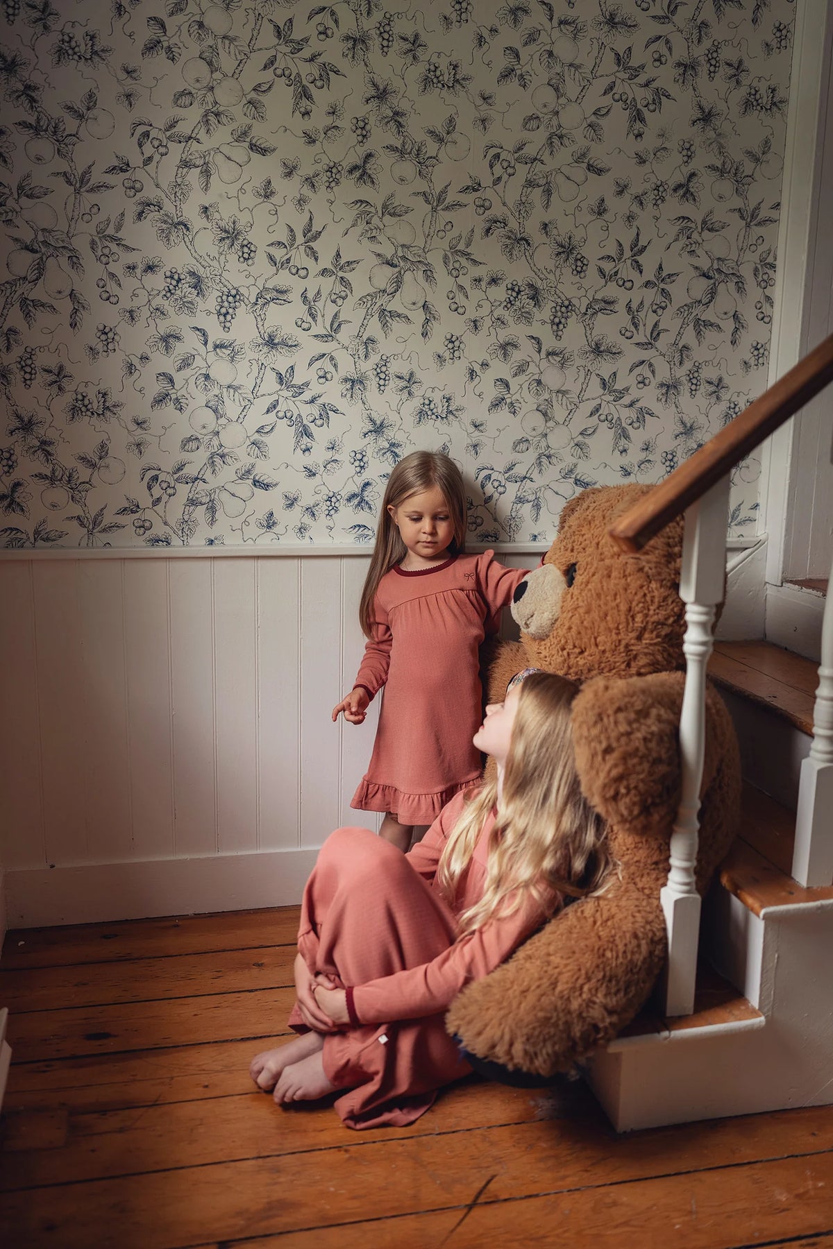 Dusty Pink Pointelle Bear Patch Nightgown