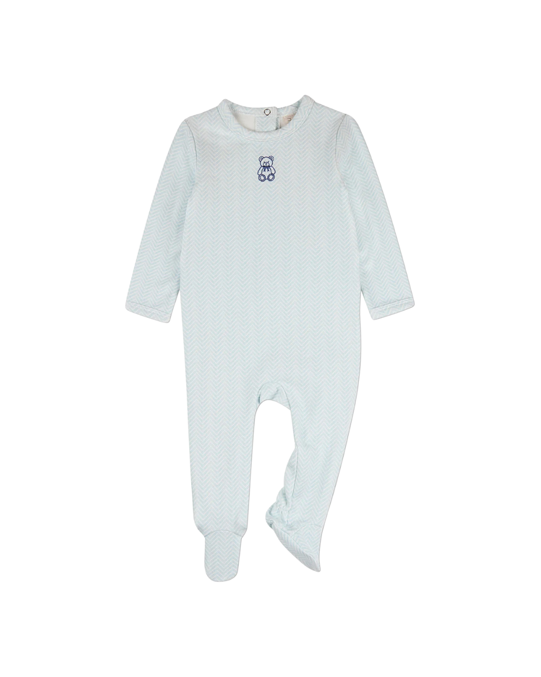 Blue Snuggly Bear Chevron Footie