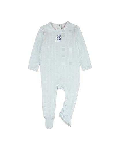 Blue Snuggly Bear Chevron Footie