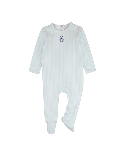 Blue Snuggly Bear Chevron Footie