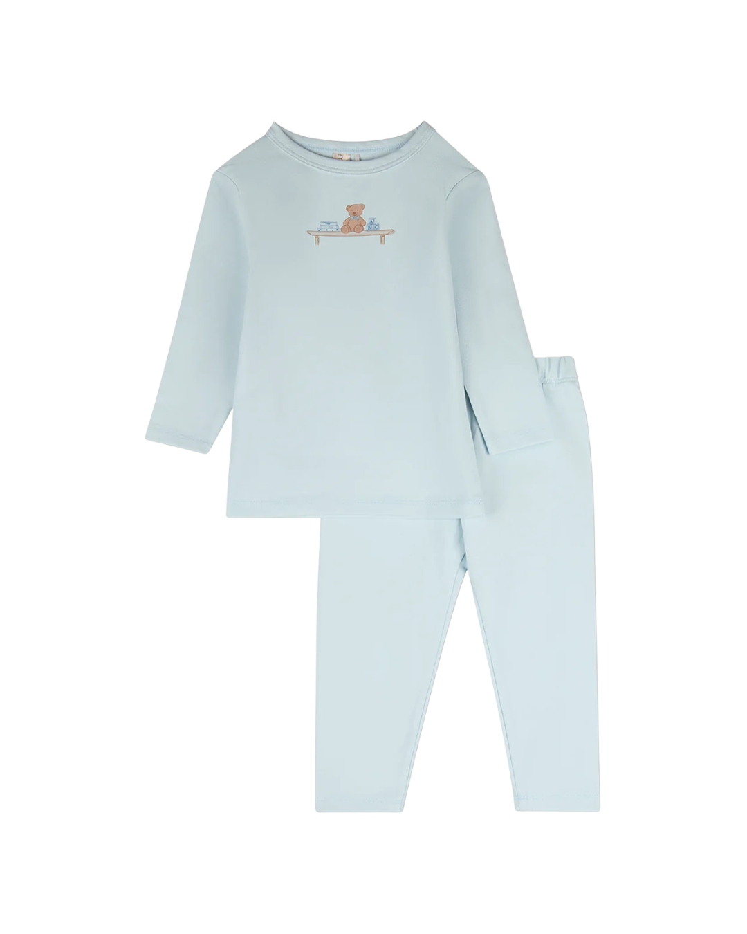 Blue Bear On A Shelf Long Sleeve Pajama Set