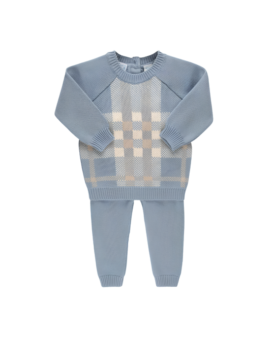 Blue Plaid Sweater Set