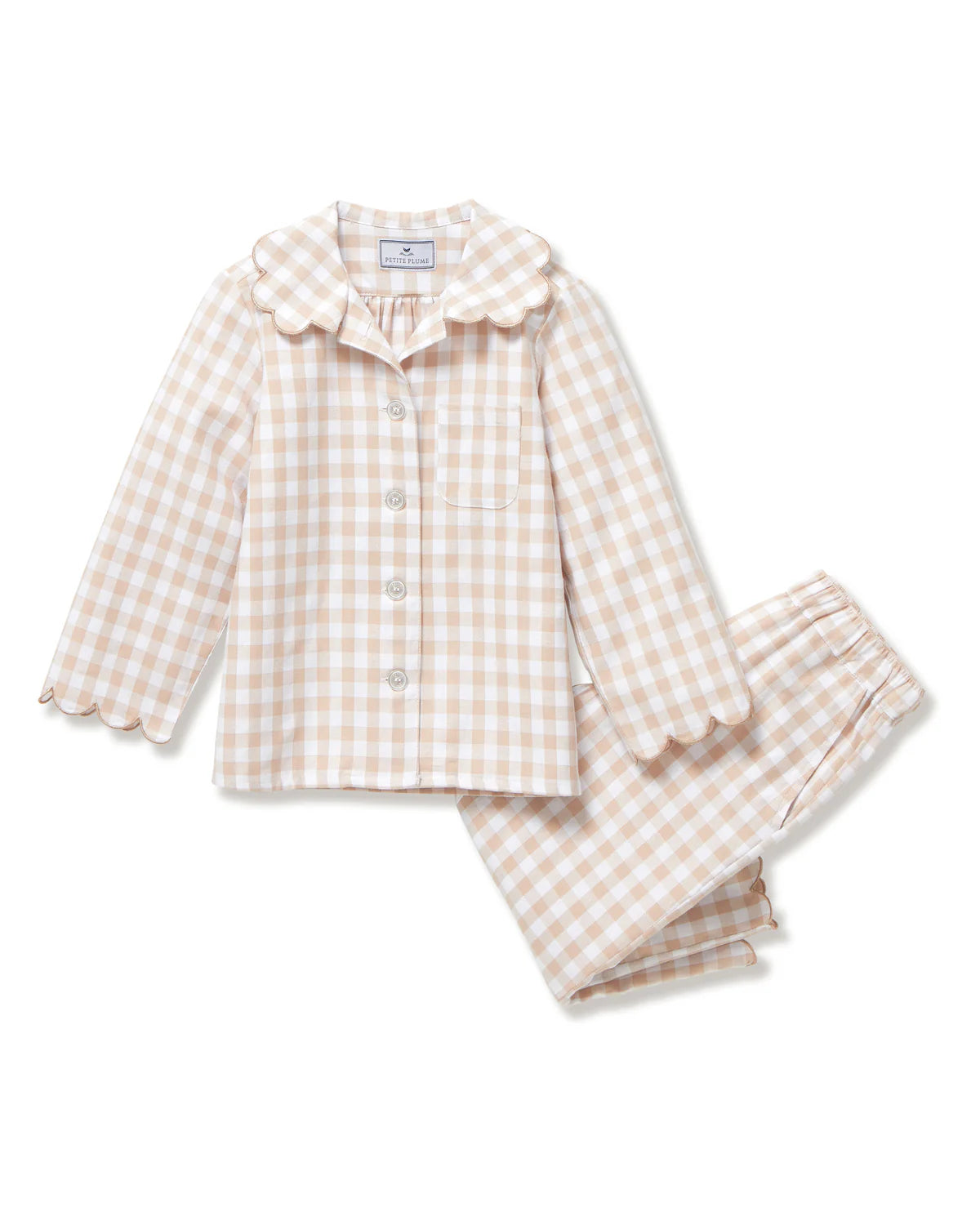 Camel Gingham Long Sleeve Pajama Set