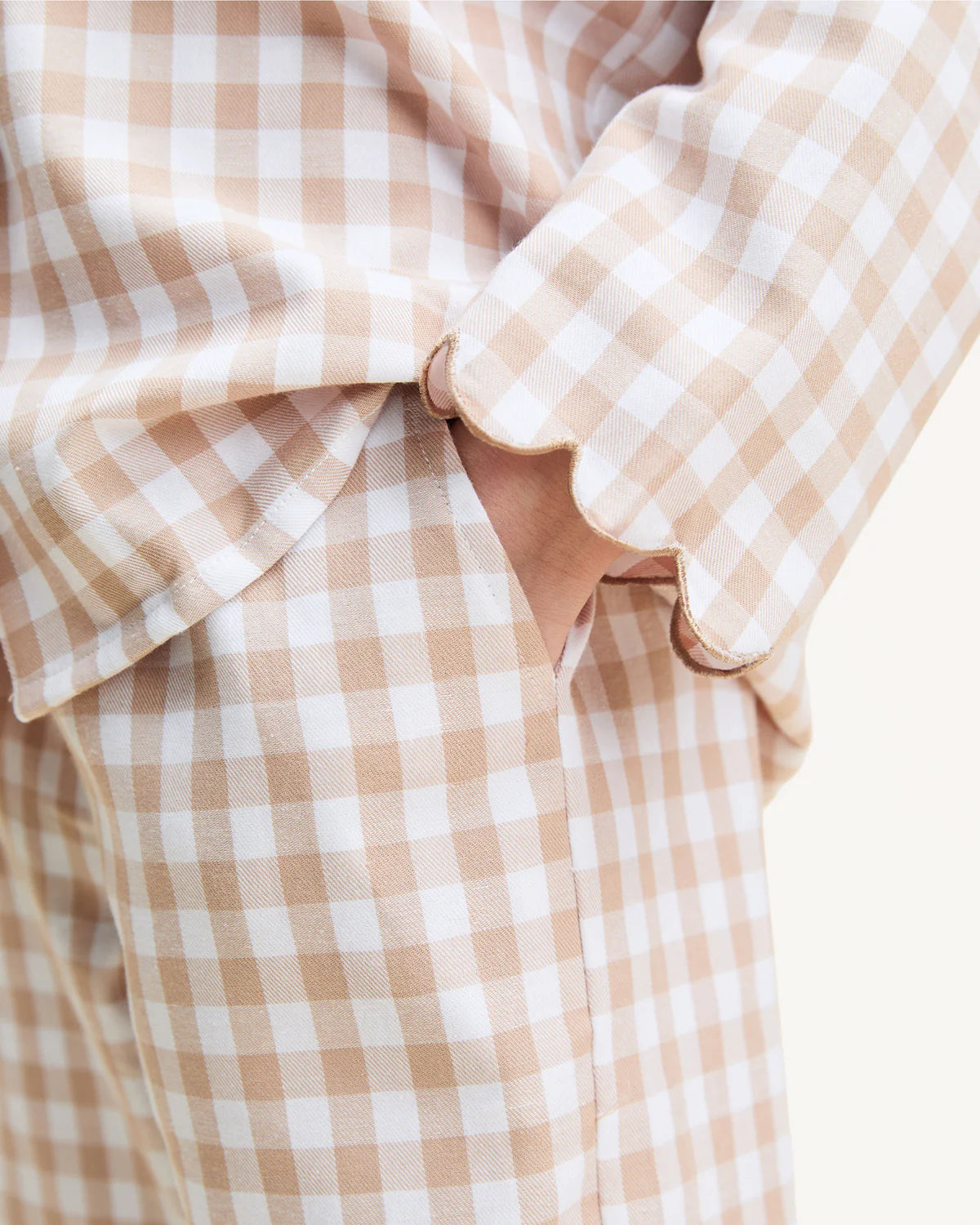 Camel Gingham Long Sleeve Pajama Set